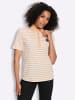 Sieh an! Poloshirt in apricot-weiß-geringelt