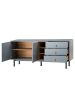 home24 home24 Sideboard 180 cm (1er Set) - Blaugrau - MDF & Massivholz Buche - 180.0 x 75.0 x 40.0 cm in Blaugrau