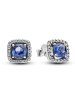 Pandora Damen-Schmuckset Kette + Ohrstecker Funkelndes Quadrat Blau