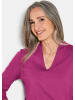 GOLDNER Shirt Elegantes Basic-Shirt mit V-Ausschnitt in beere