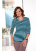GOLDNER Kurzgröße:  Buntgewirktes Ringelshirt in dunkelpetrol / weiß / geringelt