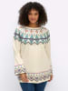 sheego Pullover in champagner-salbei-gemustert