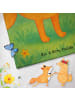 Mr. & Mrs. Panda Badehandtuch Fuchs Blumen Design mit Spruch in Türkis Pastell