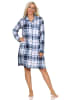 NORMANN Nachthemd langarm karierte Optik Jersey - 87520 in marine