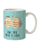 Mr. & Mrs. Panda Kaffeebecher Eulen Liebe mit Spruch in Türkis Pastell