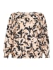KAFFE curve Langarm-Bluse KCpaca Regular fit in Beige/Black/Peach Blurry Leaf