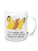 Mr. & Mrs. Panda Trinkglas Schmetterling Zitronenfalter mit Spruch in Transparent