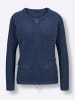creation L Lyocell-Baumwoll-Strickjacke in jeansblau-meliert