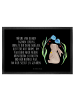 Mr. & Mrs. Panda Gummimatte Hase Blume mit Spruch in Schwarz