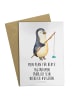 Mr. & Mrs. Panda Glückwunschkarte Pinguin Angler mit Spruch in Weiß
