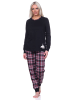 NORMANN Schlafanzug Bündchen Karohose - 75751 in schwarz