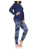 NORMANN Frottee Schlafanzug langarm Bündchen Floral in marine