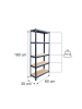 relaxdays Schwerlastregal "5 Ebenen" in Anthrazit - (B)60 x (H)180 x (T)30 cm