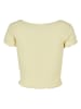 Urban Classics Urban Classics Damen Ladies Cropped Button Up Rib Tee in softyellow