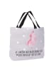 Mr. & Mrs. Panda Strandtasche Axolotl Tanzen mit Spruch in Grau Pastell