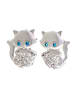 schmuck23 Silber Ohrringe 925 Zirkonia Katze 0,7 cm x 0,8 cm