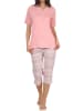 NORMANN Kurzarm Capri Schlafanzug Pyjama Ethnolook in rosa