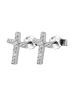 Adeliás Damen Ohrstecker Kreuz aus 925 Silber mit Zirkonia 10 cm in silber