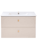 Beliani Badezimmerschrank mit Waschbecken TARUMIR in Beige/Gold