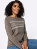 Sieh an! Langarm-Pullover in taupe-beige-gemustert