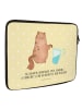 Mr. & Mrs. Panda Laptop Tasche Katze Wasserglas mit Spruch in Gelb Pastell