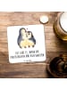 Mr. & Mrs. Panda Glasuntersetzer Pinguine Einschlafen mit Spruch in Weiß