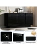 ABRIHOME Sideboard in Schwarz 160x60x35 cm mit 3 Türen 6 Fächern Hochglanz