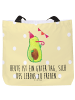 Mr. & Mrs. Panda Strandtasche Avocado Party mit Spruch in Gelb Pastell