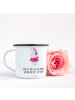 Mr. & Mrs. Panda XL Emaille Tasse Einhorn Ballerina mit Spruch in Weiß