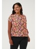 KAFFE curve Kurzarm-Bluse KCami Loose fit in Melon/Pink Abstract Flower