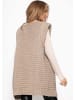 SASSYCLASSY Lange ärmellose Strickweste mit strukturierten Schultern in Taupe