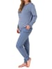 NORMANN interlock Pyjama Schlafanzug Bündchen Streifen - 69515 in blau