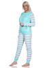 NORMANN geringelte Frottee Schlafanzug langarm Pyjama Eiskristall - 75050 in mint