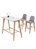 home24 home24 Bartisch (1er Set) - Braun / Weiß - HPL & Massivholz Esche - 120.0 x 100.0 x 60.0 cm in Braun / Weiß