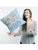 Mr. & Mrs. Panda Kissen Igel Familie mit Spruch in Blau Pastell