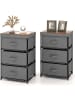 COSTWAY 2er Set Nachttisch mit 3 Schubladen in Grau