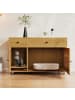 ABRIHOME Katzenkloschrank mit abnehmbare Sandablassplatte in Natur - 100×45×66cm