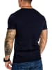 Amaci&Sons Basic T-Shirt mit V-Ausschnitt EUGENE in Navyblau