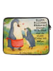 Mr. & Mrs. Panda Laptop Tasche Pinguin mit Kind Design mit Spruch in Weiß
