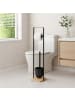 relaxdays WC Garnitur in Schwarz/Natur – (B)15 x (H)72,5 x (T)14,5 cm