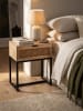 KADIMA DESIGN Nachtkonsole Massivholz / Rattan 50x60x30 cm Nachttisch Braun