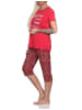 NORMANN Damen Capri Pyjama mit Allover-Muster und Frontprint - 86330 in rot