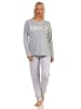 NORMANN Schlafanzug Pyjama langarm print "New York City Loving" - 65199 in grau