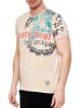 Rusty Neal Verwaschenes T-Shirt mit Eagle-Print in Beige