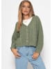 SASSYCLASSY Zopfstrick-Cardigan mit Knopfleiste in Salbeigrün