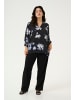 KAFFE curve Langarm-Bluse KCedina Regular fit in Black / Blue Flower Print