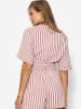 SASSYCLASSY Gestreifte Musselin Wickel Bluse in Altrosa