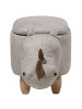 Beliani Tierhocker RHINO in Grau/Braun - (W) 60 x (H) 35 x (L) 32 cm