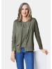 GOLDNER Kurzgröße:  Strickset Figurnahes Twin-Set aus Pima-Baumwolle in khaki