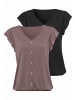 LASCANA T-Shirt in taupe, schwarz